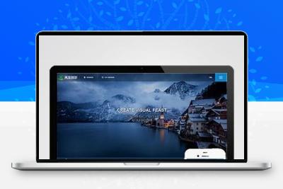深蓝色风景摄影网站pbootcms模板 户外风景摄影机构网站源码下载